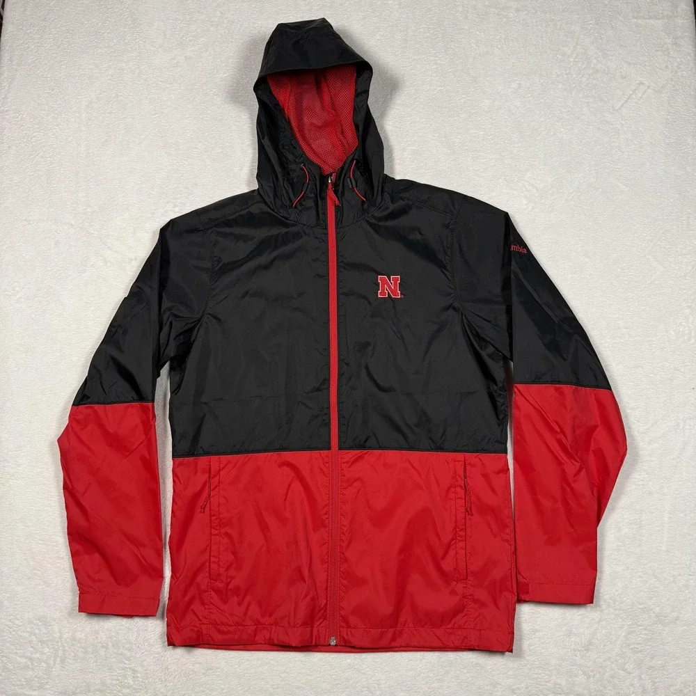 Nebraska Cornhuskers Jacket Mens Small Columbia Hooded Windbreaker NCAA Football